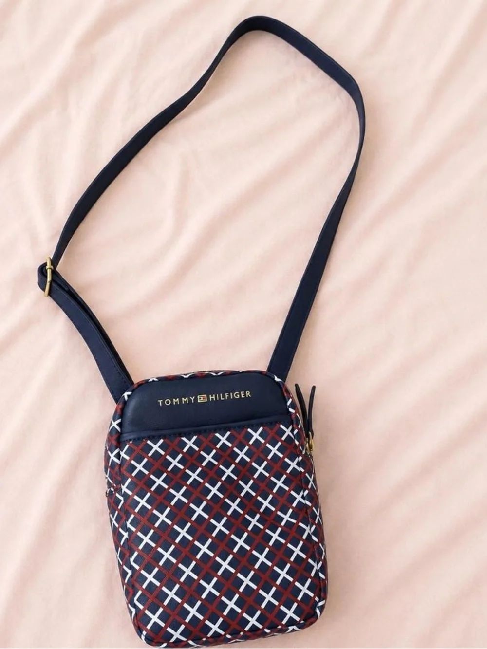 Tommy Hilfiger Navy Red Crosshatch Crossbody Bag